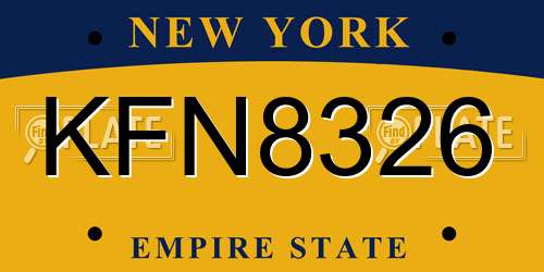 KFN8326 New York License Plate