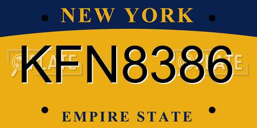 KFN8386 New York License Plate