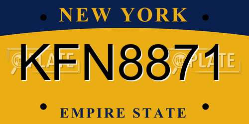 KFN8871 New York License Plate