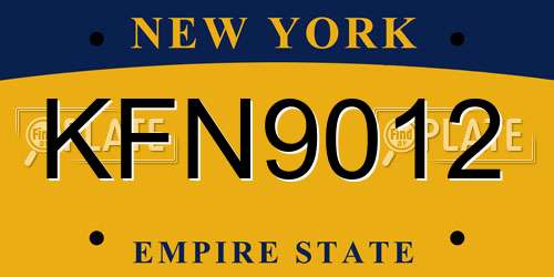 KFN9012 New York License Plate