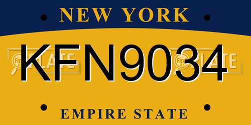 KFN9034 New York License Plate