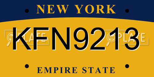 KFN9213 New York License Plate