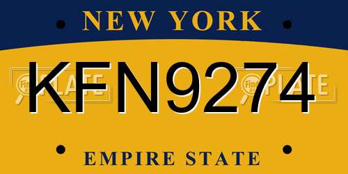 KFN9274 New York License Plate