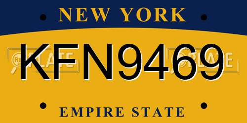 KFN9469 New York License Plate