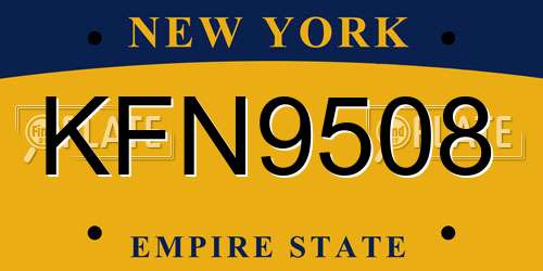 KFN9508 New York License Plate