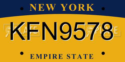 KFN9578 New York License Plate