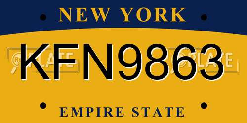 KFN9863 New York License Plate