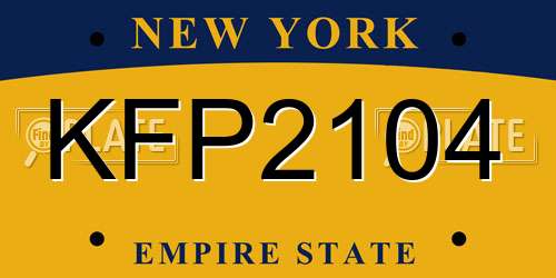 KFP2104 New York License Plate