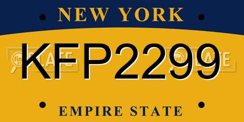 KFP2299 New York License Plate