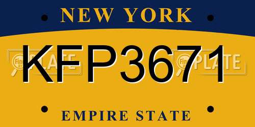 KFP3671 New York License Plate