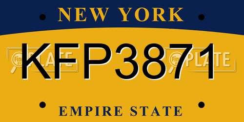 KFP3871 New York License Plate
