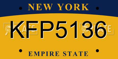 KFP5136 New York License Plate