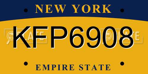 KFP6908 New York License Plate