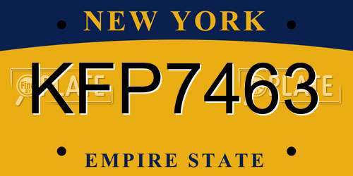KFP7463 New York License Plate