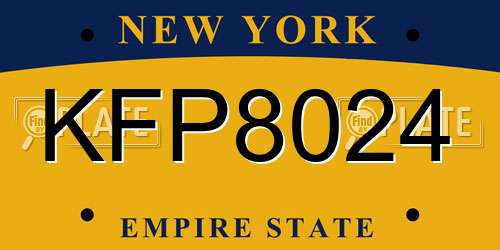 KFP8024 New York License Plate