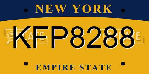KFP8288 New York License Plate