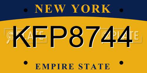 KFP8744 New York License Plate