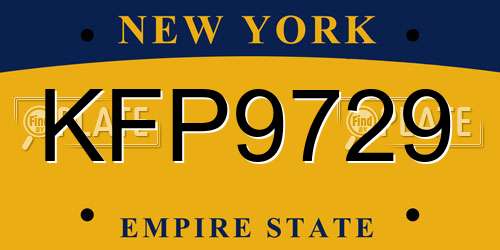KFP9729 New York License Plate