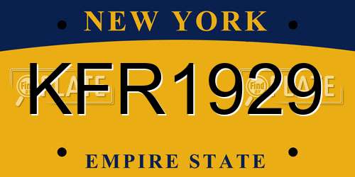 KFR1929 New York License Plate
