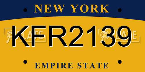 KFR2139 New York License Plate