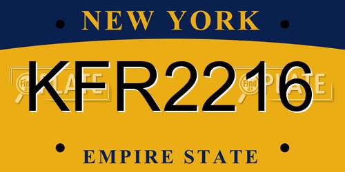 KFR2216 New York License Plate