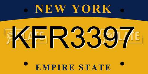 KFR3397 New York License Plate