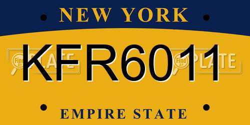 KFR6011 New York License Plate