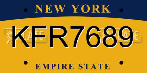 KFR7689 New York License Plate