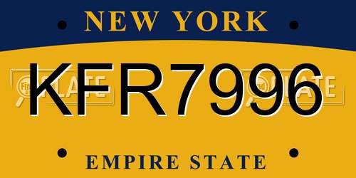 KFR7996 New York License Plate