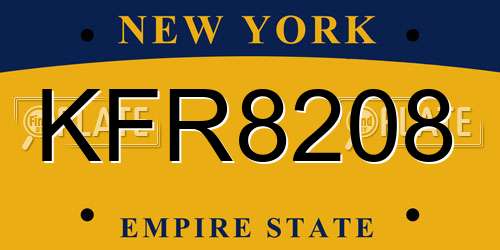 KFR8208 New York License Plate