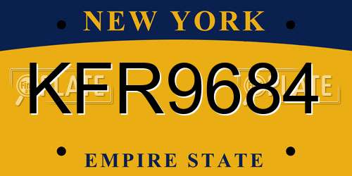 KFR9684 New York License Plate
