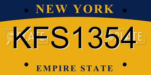 KFS1354 New York License Plate
