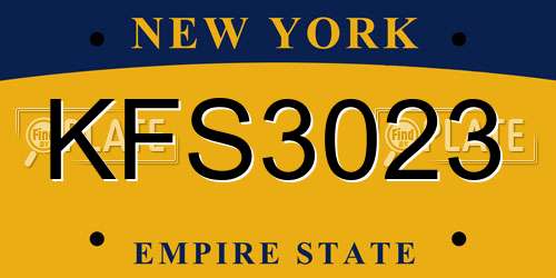 KFS3023 New York License Plate