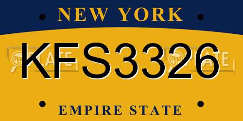 KFS3326 New York License Plate