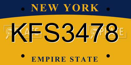 KFS3478 New York License Plate