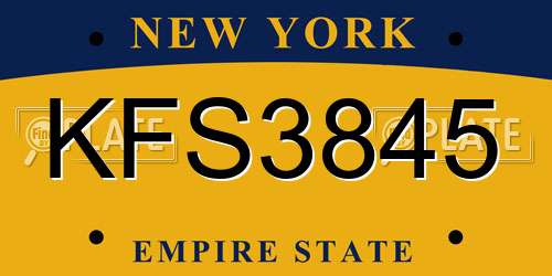 KFS3845 New York License Plate
