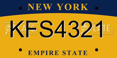 KFS4321 New York License Plate