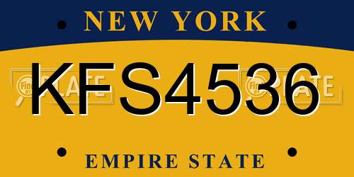 KFS4536 New York License Plate