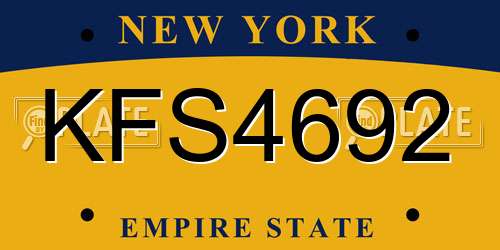 KFS4692 New York License Plate