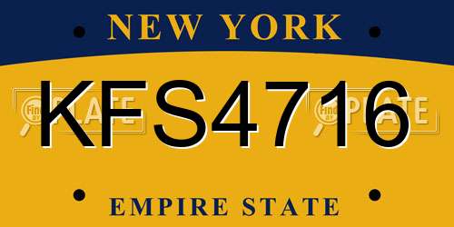 KFS4716 New York License Plate