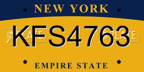 KFS4763 New York License Plate