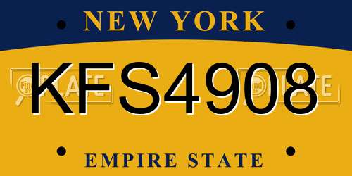KFS4908 New York License Plate