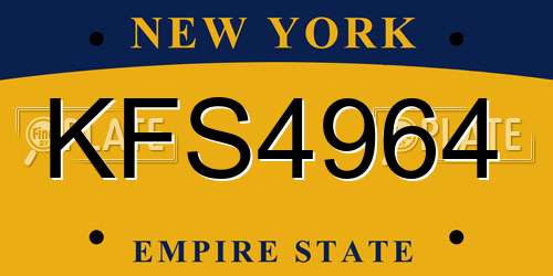 KFS4964 New York License Plate