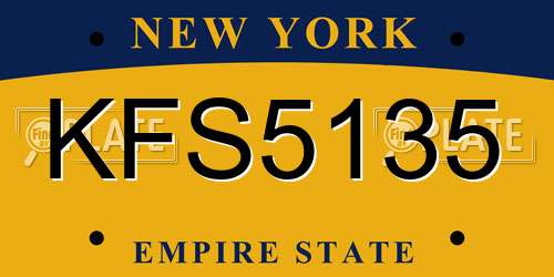 KFS5135 New York License Plate