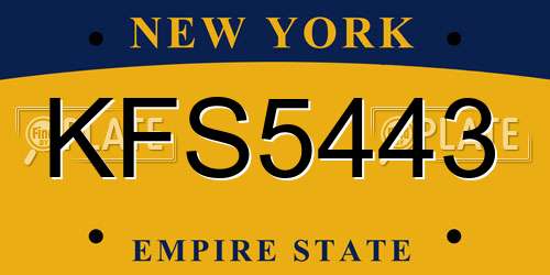 KFS5443 New York License Plate
