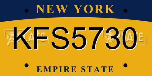 KFS5730 New York License Plate