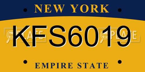KFS6019 New York License Plate