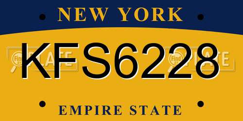 KFS6228 New York License Plate