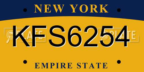 KFS6254 New York License Plate