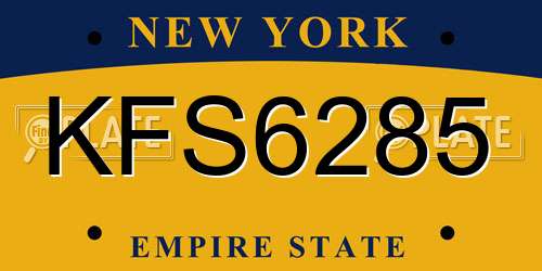 KFS6285 New York License Plate